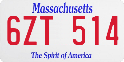 MA license plate 6ZT514