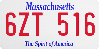 MA license plate 6ZT516
