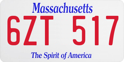 MA license plate 6ZT517