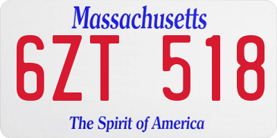 MA license plate 6ZT518