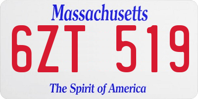 MA license plate 6ZT519