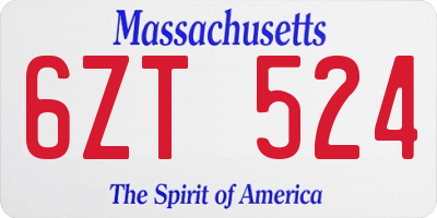 MA license plate 6ZT524