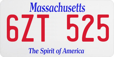MA license plate 6ZT525