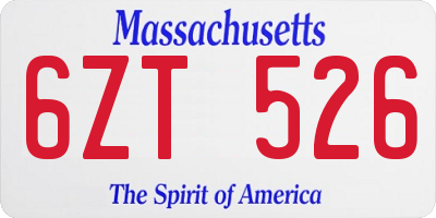 MA license plate 6ZT526