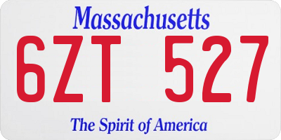 MA license plate 6ZT527