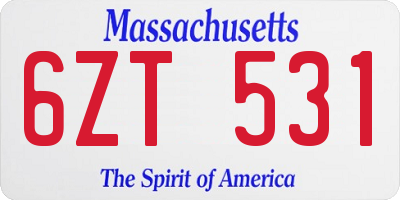 MA license plate 6ZT531