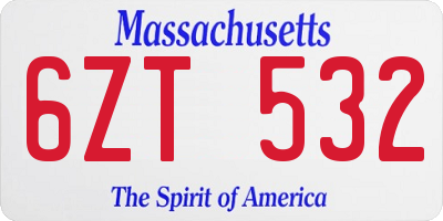 MA license plate 6ZT532