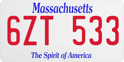 MA license plate 6ZT533