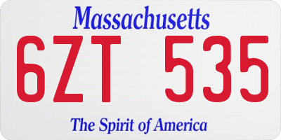 MA license plate 6ZT535