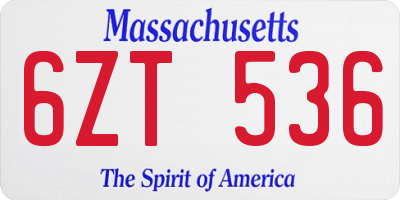 MA license plate 6ZT536