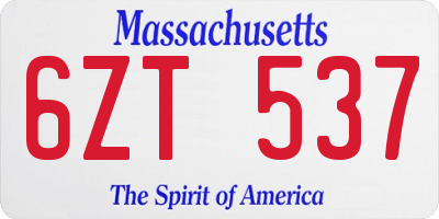 MA license plate 6ZT537