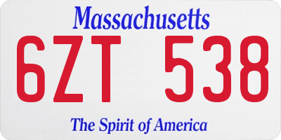 MA license plate 6ZT538
