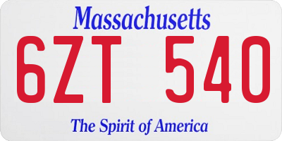 MA license plate 6ZT540