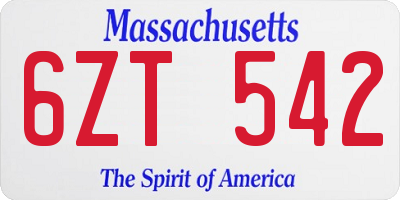 MA license plate 6ZT542
