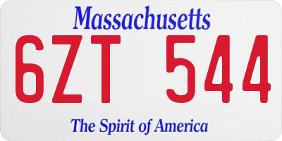 MA license plate 6ZT544