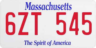 MA license plate 6ZT545