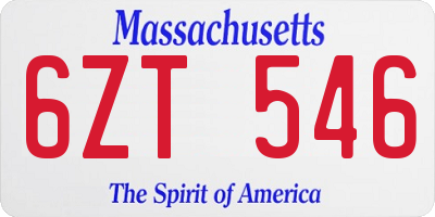 MA license plate 6ZT546
