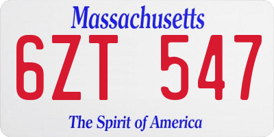 MA license plate 6ZT547