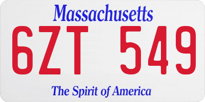 MA license plate 6ZT549