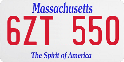 MA license plate 6ZT550