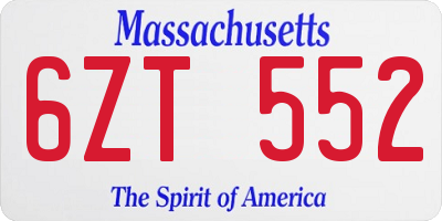 MA license plate 6ZT552