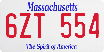 MA license plate 6ZT554