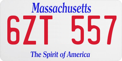 MA license plate 6ZT557