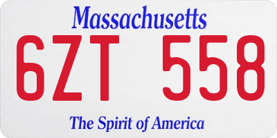 MA license plate 6ZT558