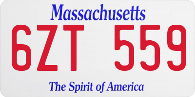 MA license plate 6ZT559