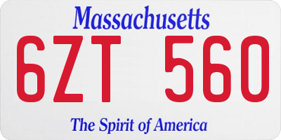 MA license plate 6ZT560