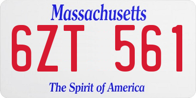 MA license plate 6ZT561