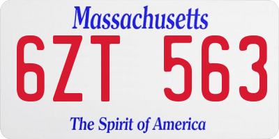 MA license plate 6ZT563