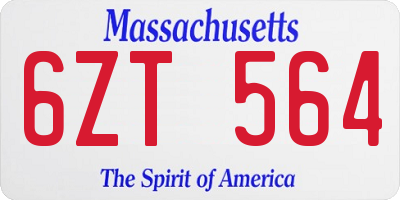 MA license plate 6ZT564