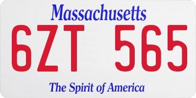 MA license plate 6ZT565