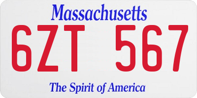 MA license plate 6ZT567