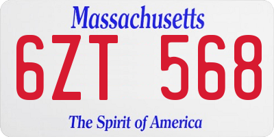 MA license plate 6ZT568