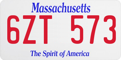MA license plate 6ZT573