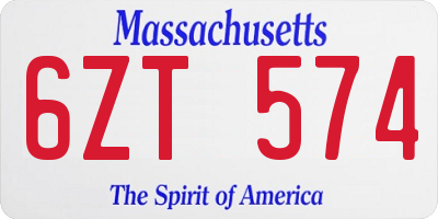 MA license plate 6ZT574