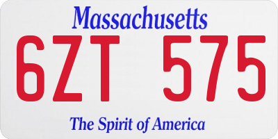 MA license plate 6ZT575