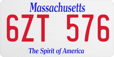 MA license plate 6ZT576