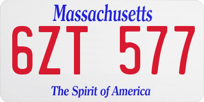 MA license plate 6ZT577