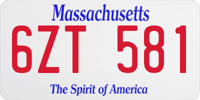 MA license plate 6ZT581