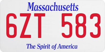 MA license plate 6ZT583