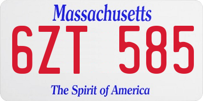 MA license plate 6ZT585