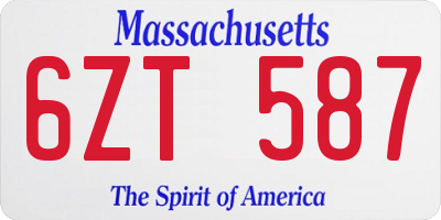 MA license plate 6ZT587