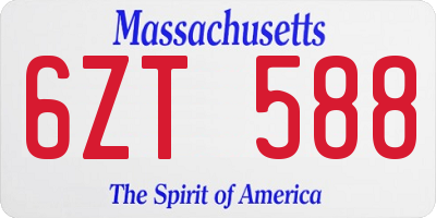 MA license plate 6ZT588