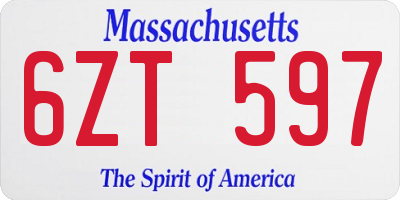 MA license plate 6ZT597