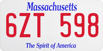 MA license plate 6ZT598