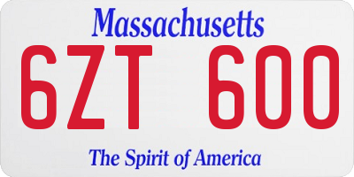 MA license plate 6ZT600