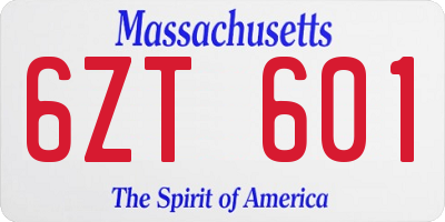 MA license plate 6ZT601